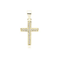 Pandantiv cruciulita argint placat cu aur galben cu pietre DiAmanti Z1625CG_W-DIA (Argint 925‰ 1,2 g.)